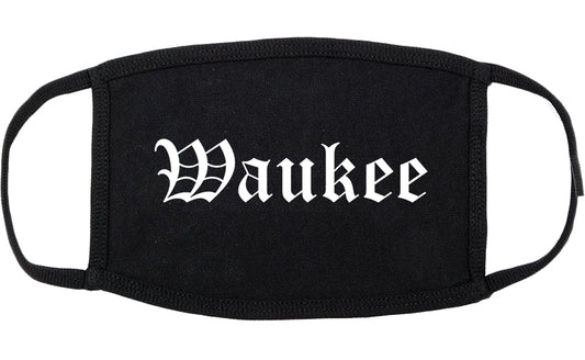 Waukee Iowa IA Old English Cotton Face Mask Black
