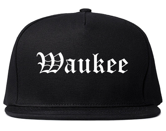 Waukee Iowa IA Old English Mens Snapback Hat Black