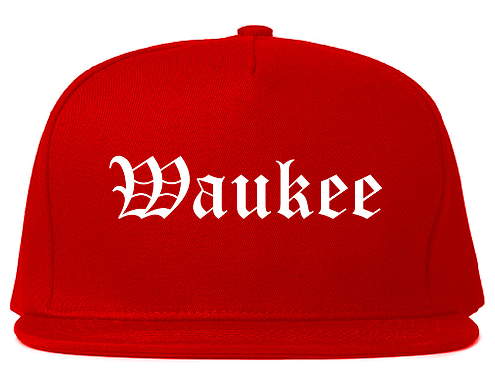 Waukee Iowa IA Old English Mens Snapback Hat Red