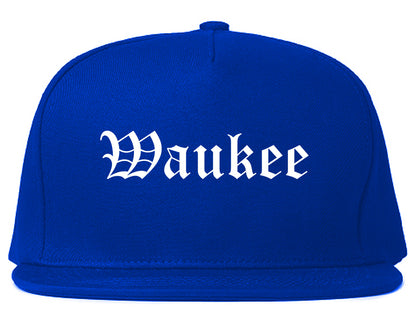 Waukee Iowa IA Old English Mens Snapback Hat Royal Blue