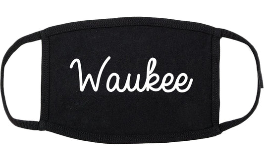 Waukee Iowa IA Script Cotton Face Mask Black