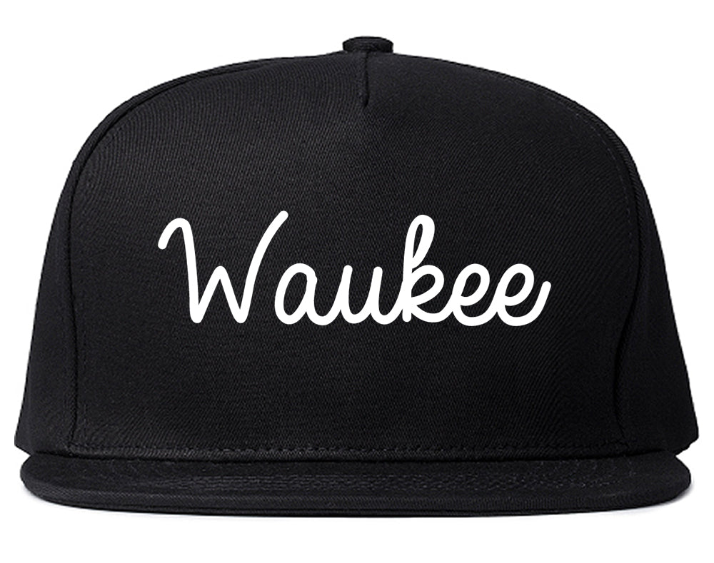 Waukee Iowa IA Script Mens Snapback Hat Black