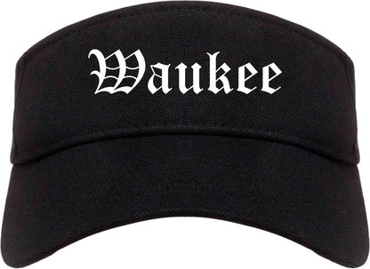 Waukee Iowa IA Old English Mens Visor Cap Hat Black
