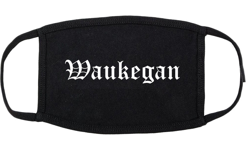 Waukegan Illinois IL Old English Cotton Face Mask Black