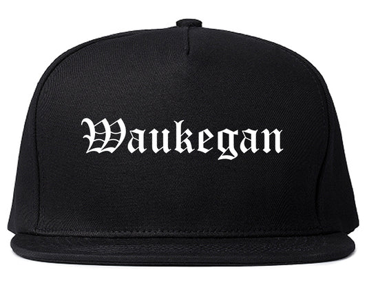 Waukegan Illinois IL Old English Mens Snapback Hat Black