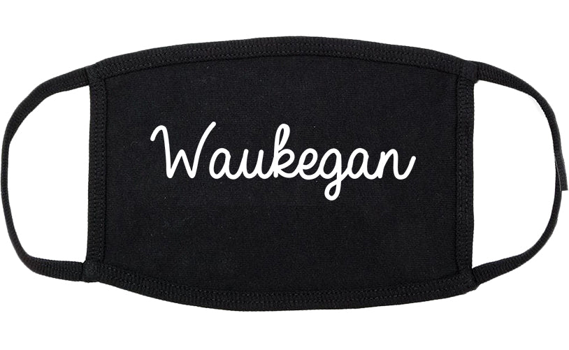 Waukegan Illinois IL Script Cotton Face Mask Black