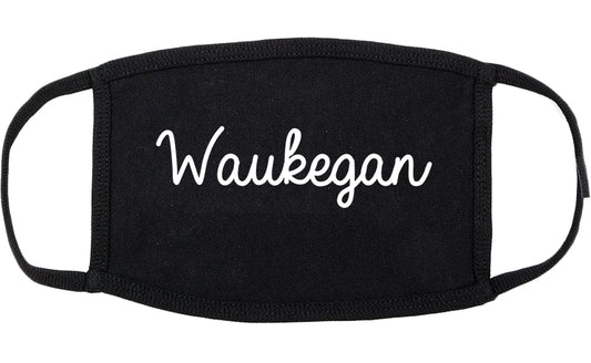 Waukegan Illinois IL Script Cotton Face Mask Black