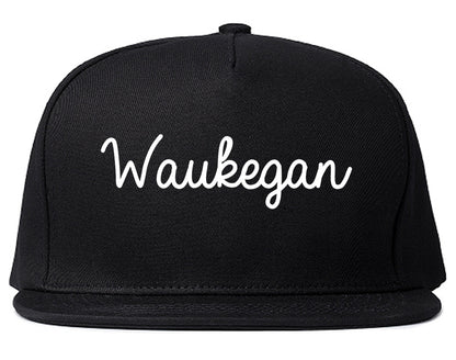 Waukegan Illinois IL Script Mens Snapback Hat Black