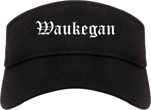 Waukegan Illinois IL Old English Mens Visor Cap Hat Black