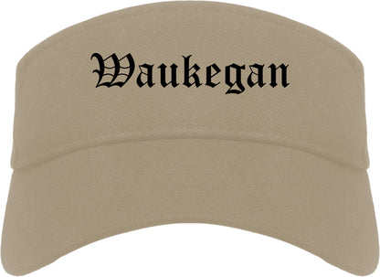 Waukegan Illinois IL Old English Mens Visor Cap Hat Khaki