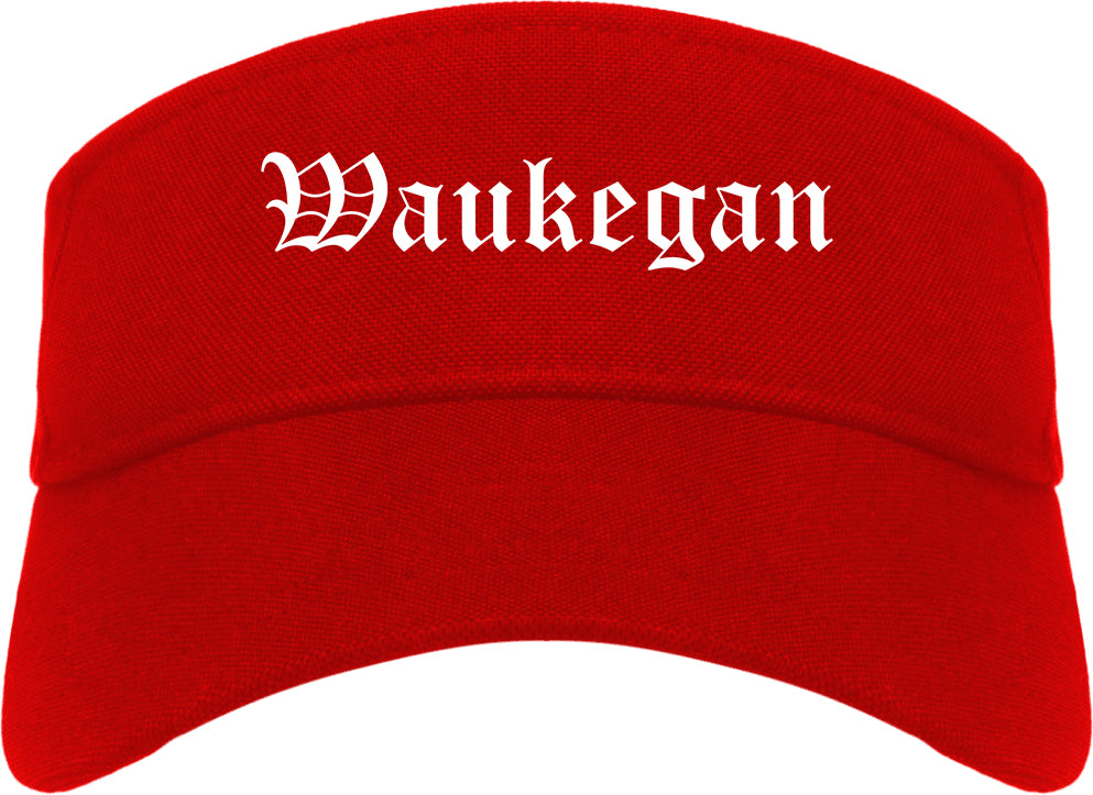 Waukegan Illinois IL Old English Mens Visor Cap Hat Red