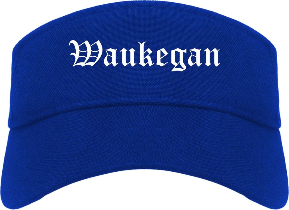 Waukegan Illinois IL Old English Mens Visor Cap Hat Royal Blue