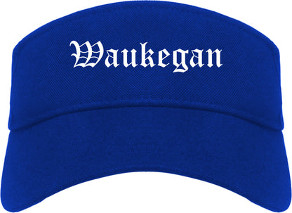 Waukegan Illinois IL Old English Mens Visor Cap Hat Royal Blue