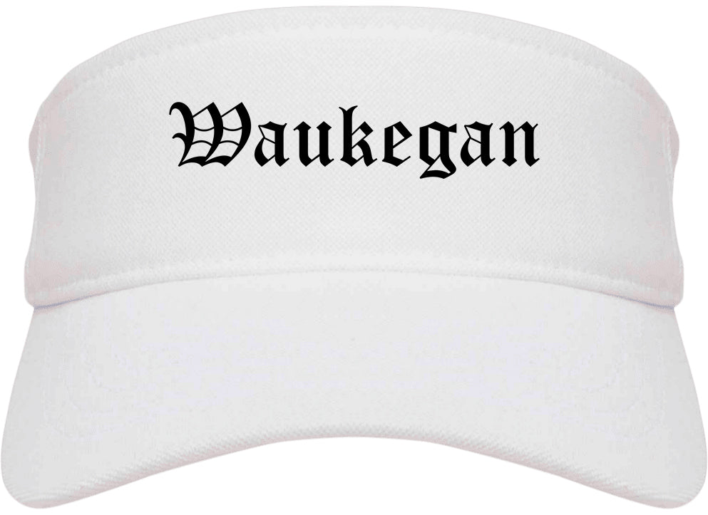Waukegan Illinois IL Old English Mens Visor Cap Hat White