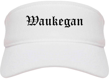 Waukegan Illinois IL Old English Mens Visor Cap Hat White