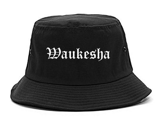 Waukesha Wisconsin WI Old English Mens Bucket Hat Black
