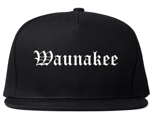 Waunakee Wisconsin WI Old English Mens Snapback Hat Black