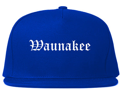 Waunakee Wisconsin WI Old English Mens Snapback Hat Royal Blue