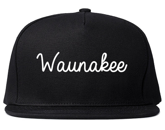 Waunakee Wisconsin WI Script Mens Snapback Hat Black