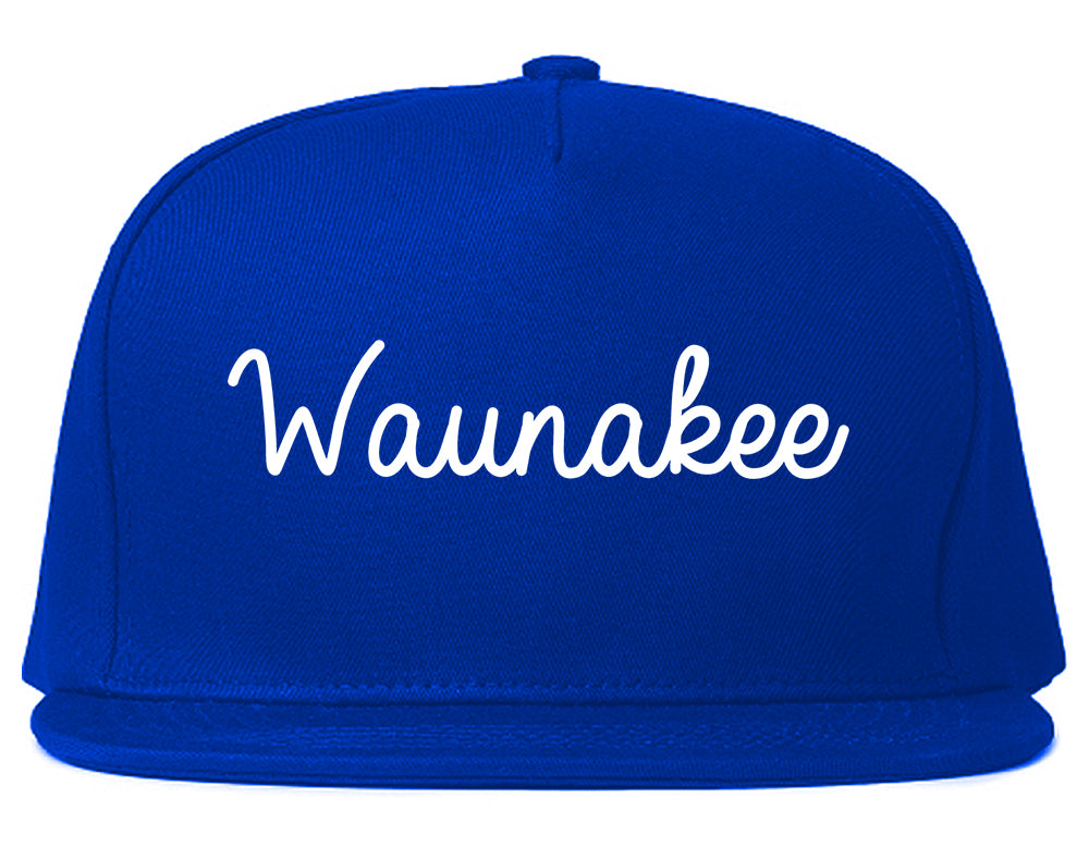 Waunakee Wisconsin WI Script Mens Snapback Hat Royal Blue