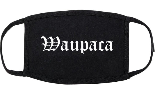 Waupaca Wisconsin WI Old English Cotton Face Mask Black