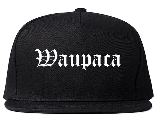 Waupaca Wisconsin WI Old English Mens Snapback Hat Black