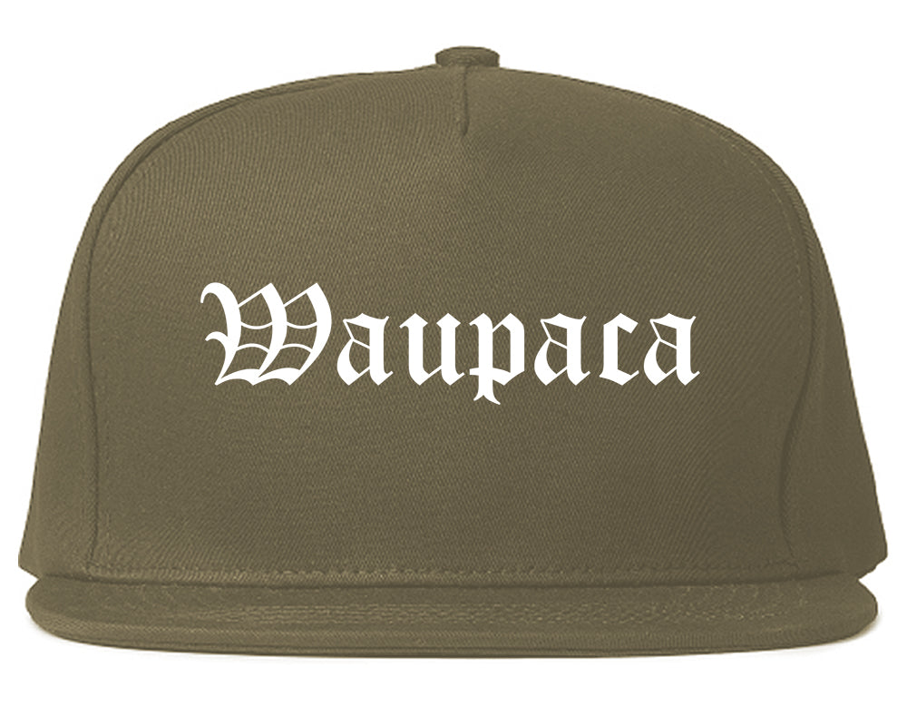 Waupaca Wisconsin WI Old English Mens Snapback Hat Grey