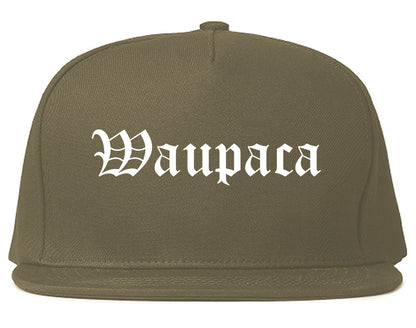 Waupaca Wisconsin WI Old English Mens Snapback Hat Grey
