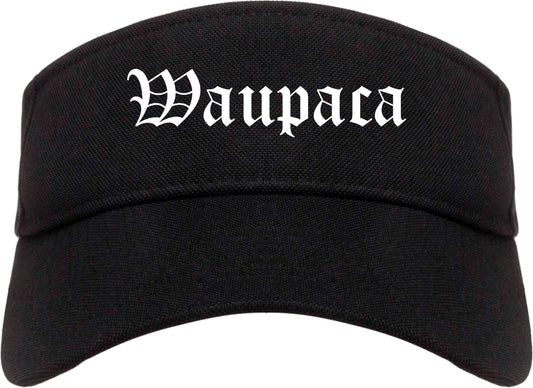 Waupaca Wisconsin WI Old English Mens Visor Cap Hat Black