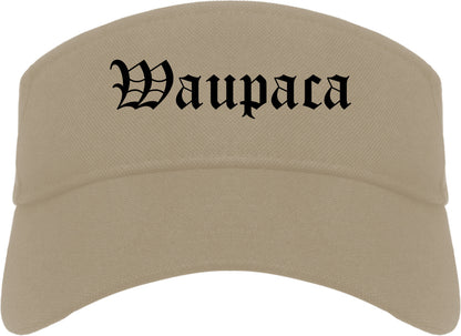 Waupaca Wisconsin WI Old English Mens Visor Cap Hat Khaki