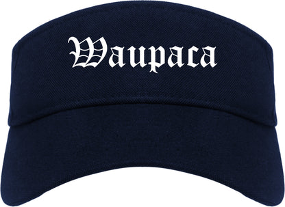 Waupaca Wisconsin WI Old English Mens Visor Cap Hat Navy Blue