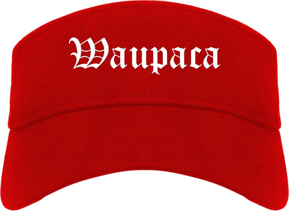 Waupaca Wisconsin WI Old English Mens Visor Cap Hat Red