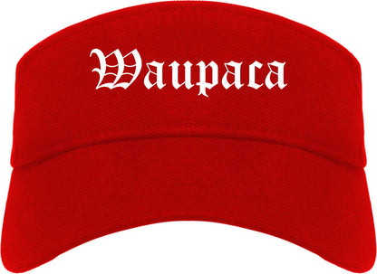 Waupaca Wisconsin WI Old English Mens Visor Cap Hat Red