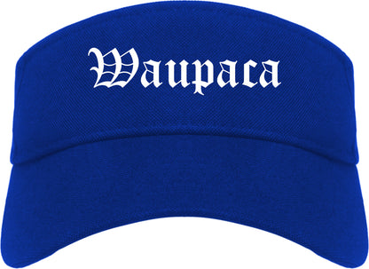 Waupaca Wisconsin WI Old English Mens Visor Cap Hat Royal Blue