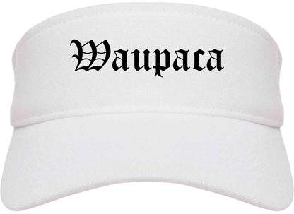 Waupaca Wisconsin WI Old English Mens Visor Cap Hat White