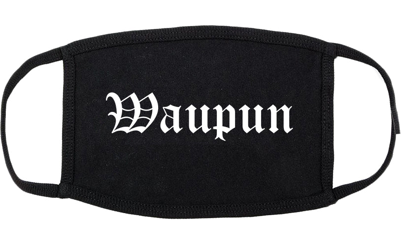 Waupun Wisconsin WI Old English Cotton Face Mask Black