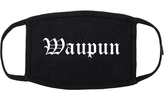 Waupun Wisconsin WI Old English Cotton Face Mask Black