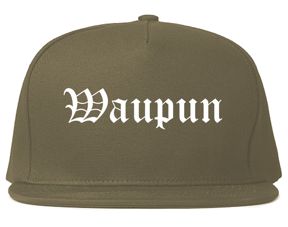 Waupun Wisconsin WI Old English Mens Snapback Hat Grey