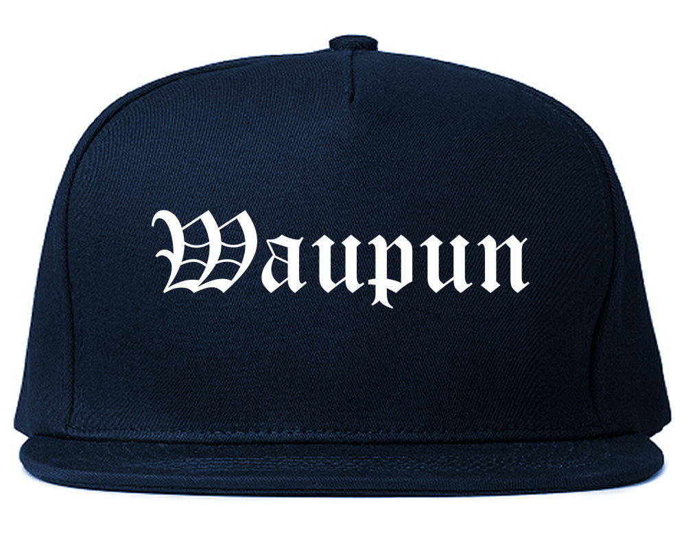 Waupun Wisconsin WI Old English Mens Snapback Hat Navy Blue