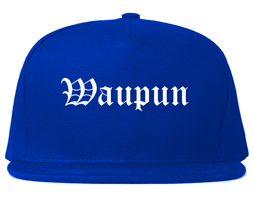 Waupun Wisconsin WI Old English Mens Snapback Hat Royal Blue