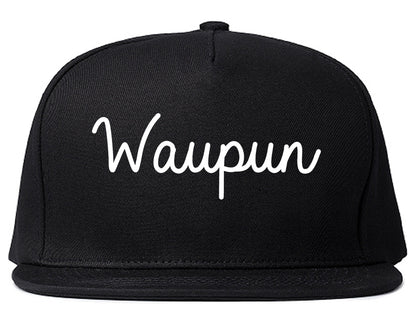 Waupun Wisconsin WI Script Mens Snapback Hat Black