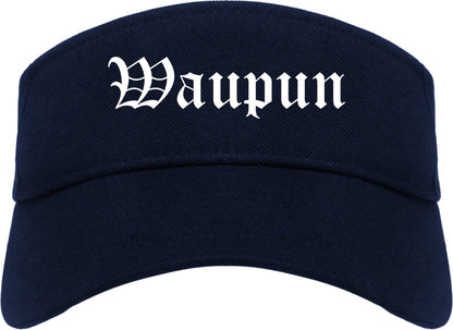 Waupun Wisconsin WI Old English Mens Visor Cap Hat Navy Blue