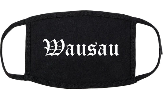 Wausau Wisconsin WI Old English Cotton Face Mask Black