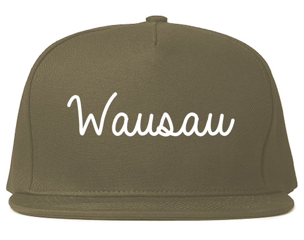Wausau Wisconsin WI Script Mens Snapback Hat Grey
