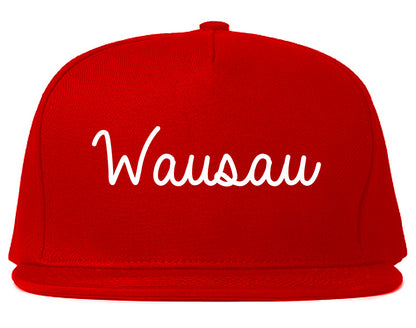 Wausau Wisconsin WI Script Mens Snapback Hat Red