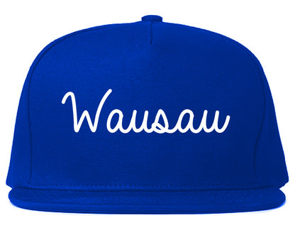 Wausau Wisconsin WI Script Mens Snapback Hat Royal Blue