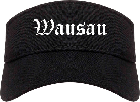 Wausau Wisconsin WI Old English Mens Visor Cap Hat Black