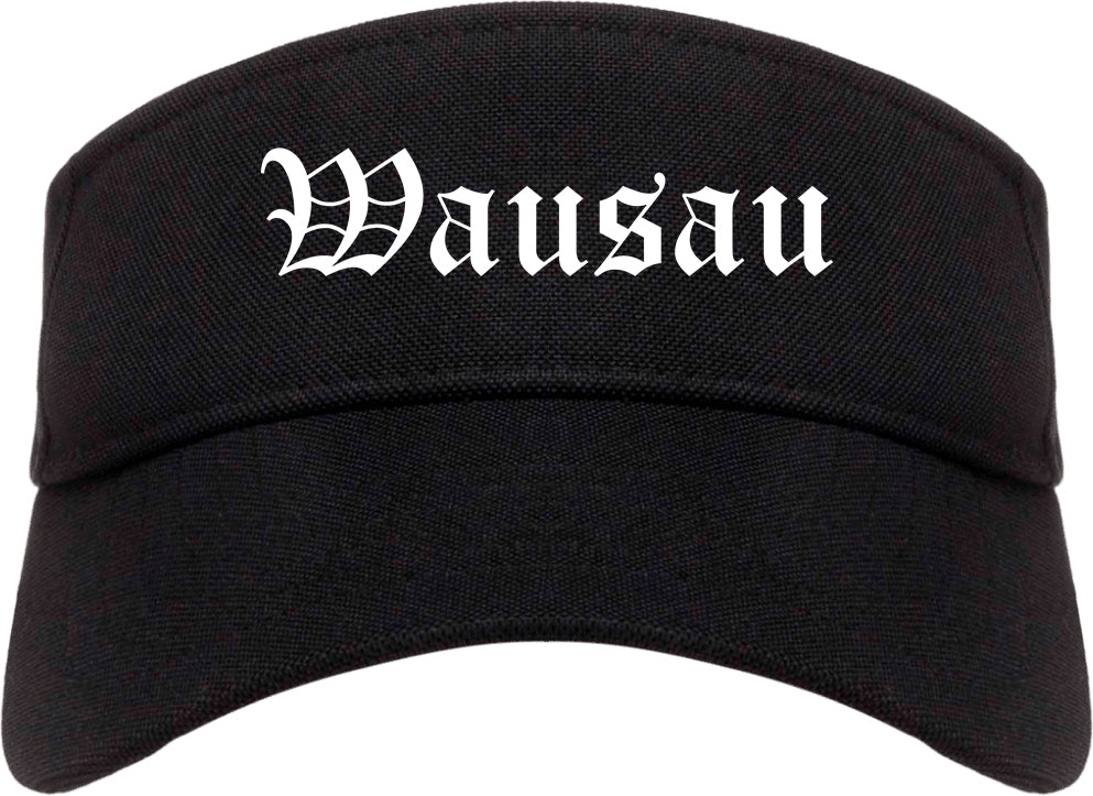 Wausau Wisconsin WI Old English Mens Visor Cap Hat Black
