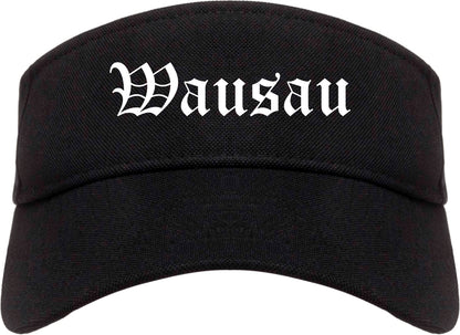 Wausau Wisconsin WI Old English Mens Visor Cap Hat Black