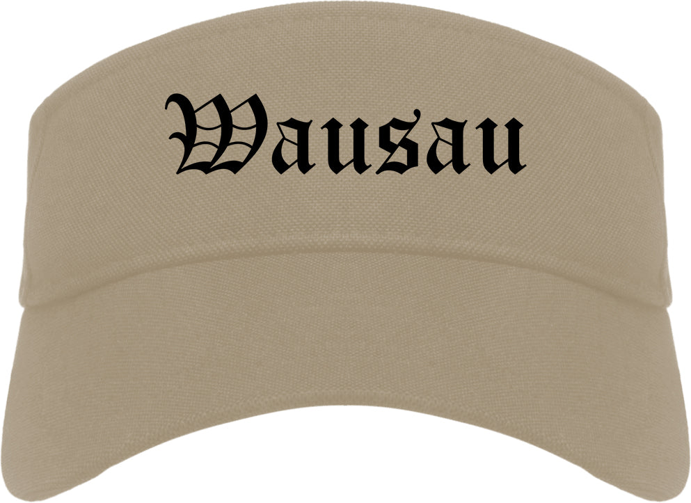 Wausau Wisconsin WI Old English Mens Visor Cap Hat Khaki